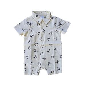 Hanna Andersson Baby Linen Romper Ryder The Bunny On Ecru Easter Spring‎ 12-18 M